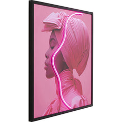 Framed Picture LED Pink Woman