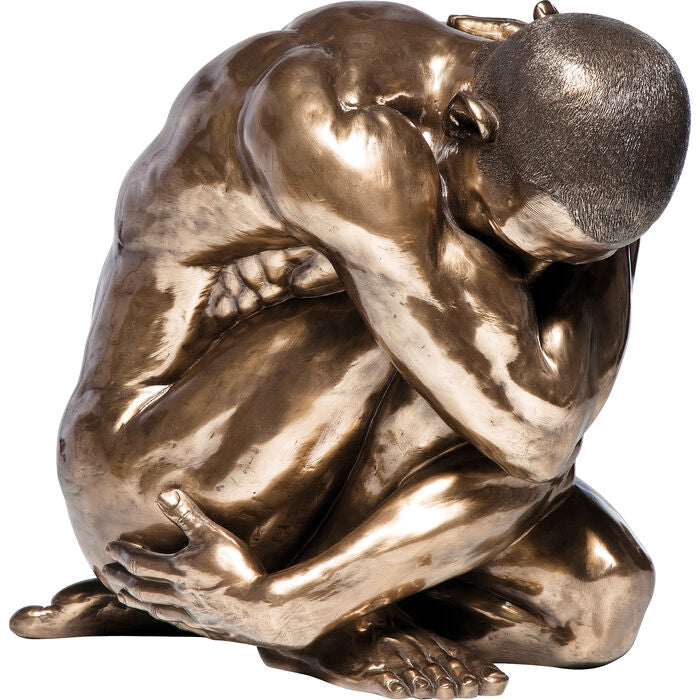 Deco Figurine Nude Man Hug Bronze