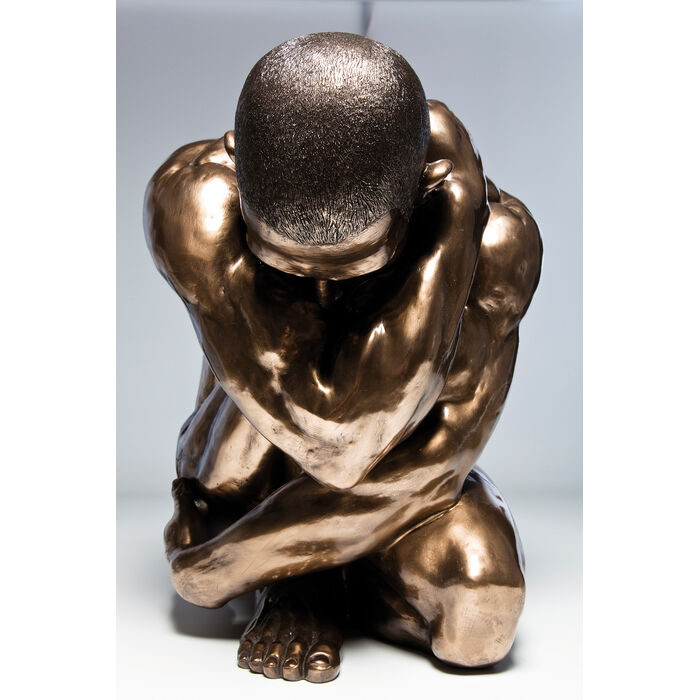 Deco Figurine Nude Man Hug Bronze