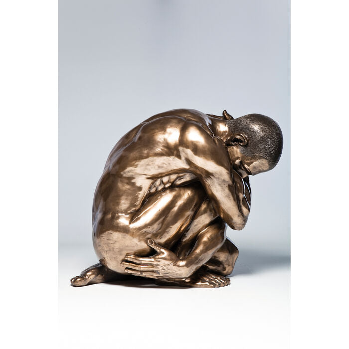 Deco Figurine Nude Man Hug Bronze