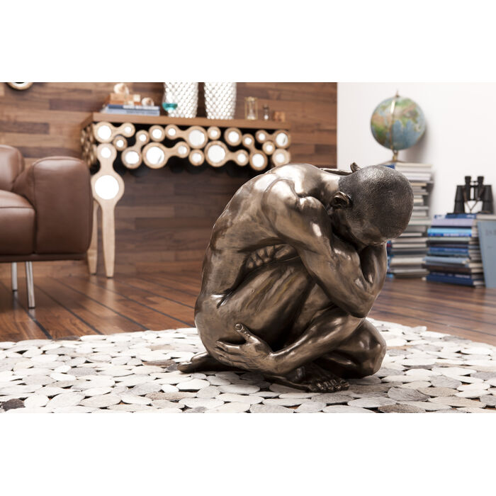 Deco Figurine Nude Man Hug Bronze