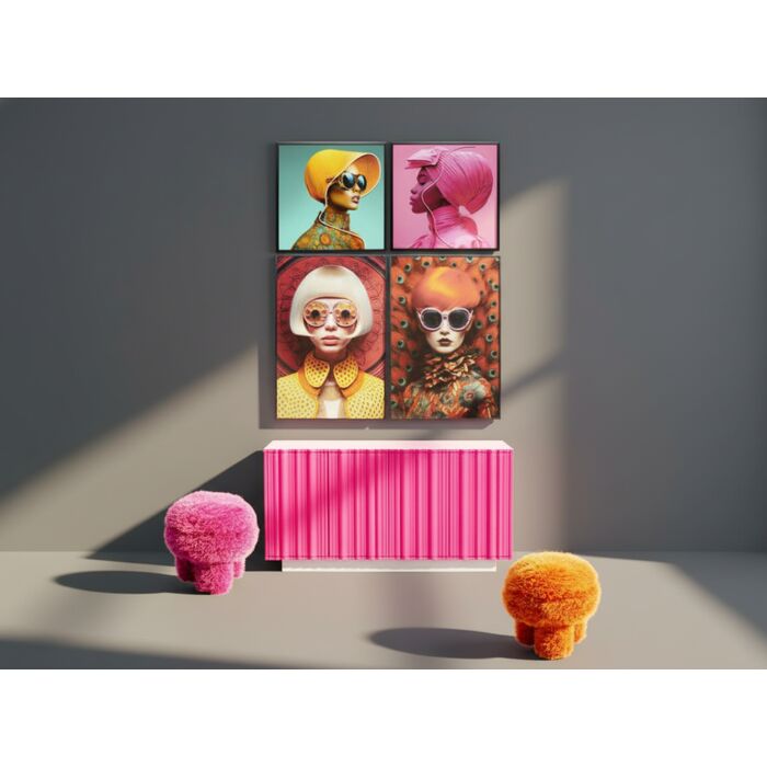 Framed Picture LED Pink Woman