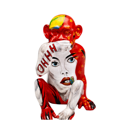 Deco Figurine Graffiti Monkey Red