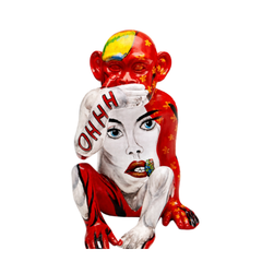 Deco Figurine Graffiti Monkey Red