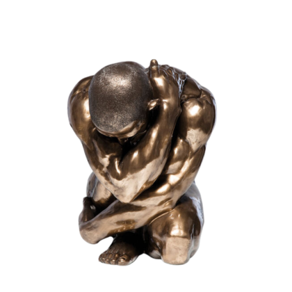 Deco Figurine Nude Man Hug Bronze